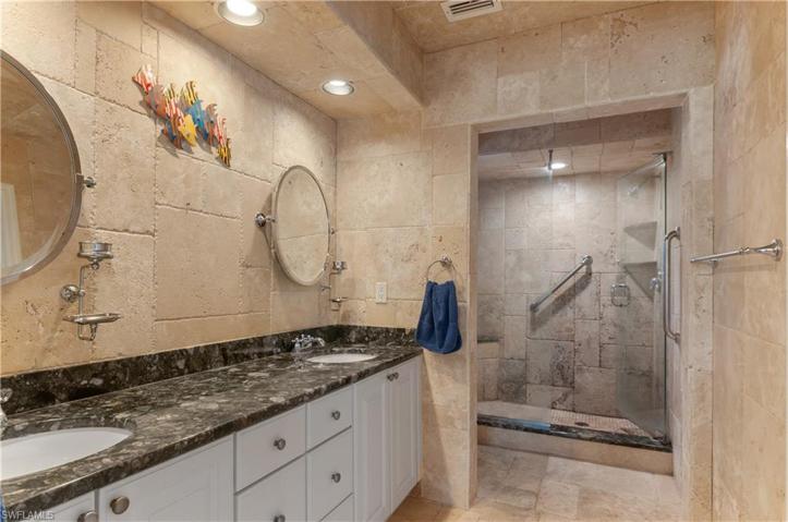 Master suite bathroom double sinks large shower