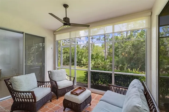 Lanai with beautiful private preserve views with hurricane shutters and 4 season enclosure.