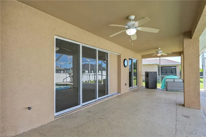 View of patio / terrace featuring a ceiling fan