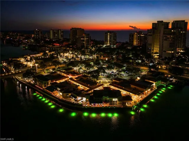 Aerial view at dusk of a water view and a city view