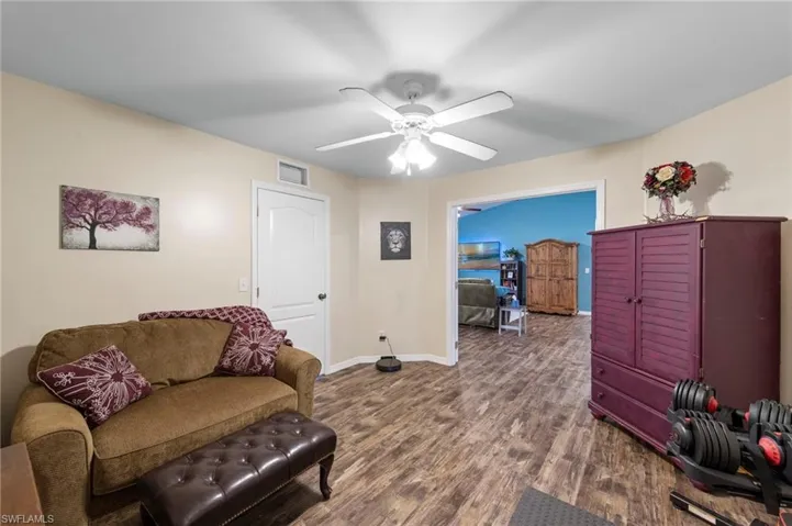 Den with direct access to a Jack and Jill style bathroom. Also features French doors and could potentially be used as office space or a 4th bedroom