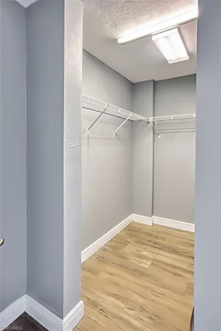 Walk in closet featuring light wood finished floors