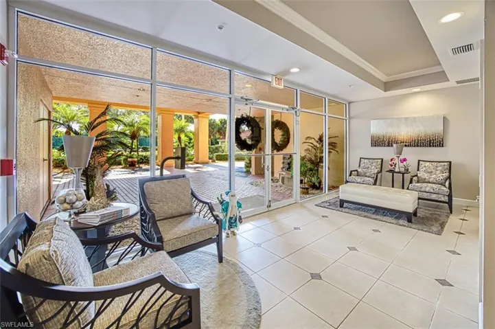 Lobby nicely decorated and gather with your neighbors