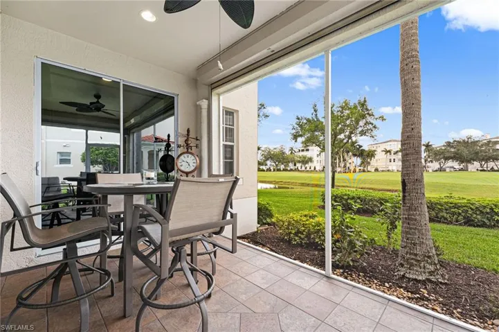 Enjoy sweeping views of the 10th fairway and lake, best appreciated from the lanai, which features picture-window screens and hurricane protection for comfort and peace of mind.