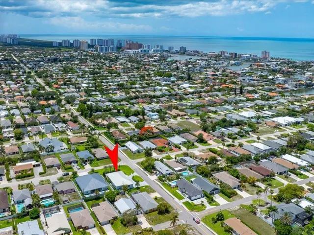 Aerial overview of Naples Park and surrounding neighborhood