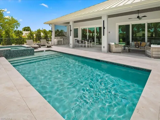 Custom pool and spa with south-western sunset exposure