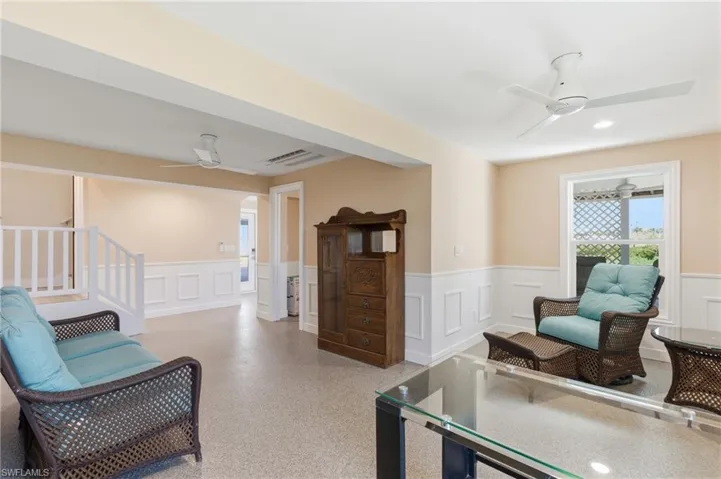 lower level, can be exercise, game room, office, etc.