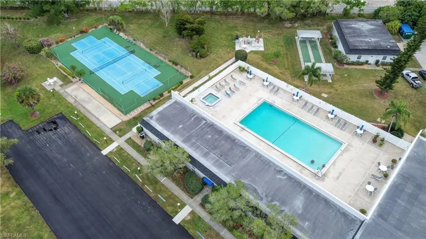 Aerial view of a pool area
