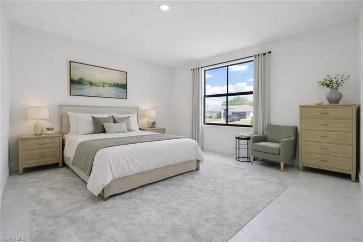 Virtually staged guest bedroom