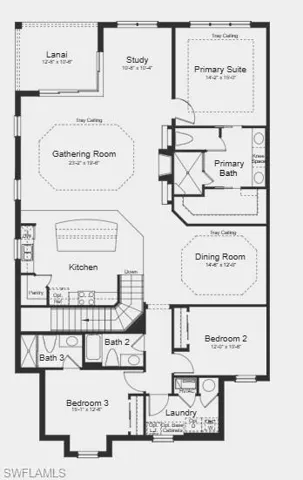 Additional highlights include: fireplace, impact windows and tray ceilings