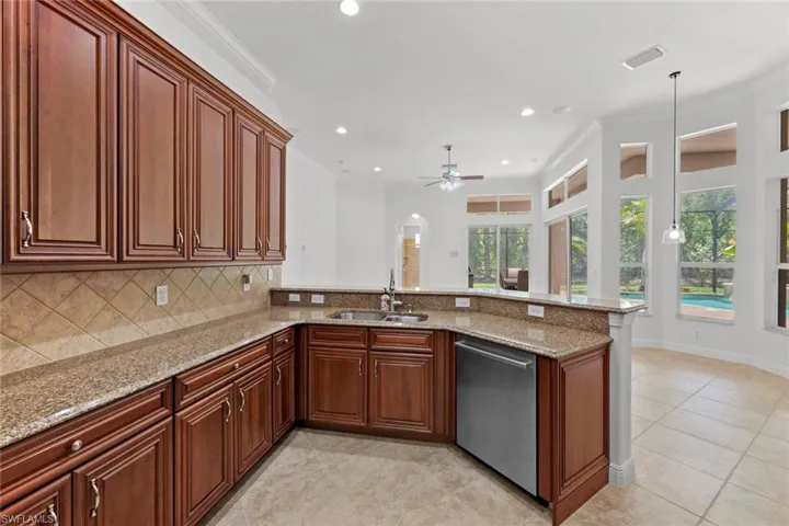 Sink overlooks family room