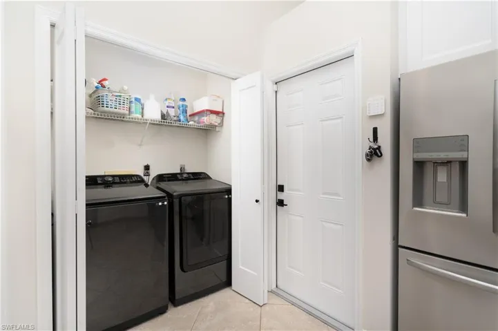 Easy access to and from the garage off the kitchen.