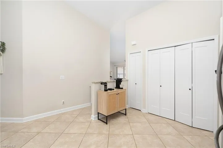 Room for a coffee bar area. Pantry closet located to the left of laundry appliances.