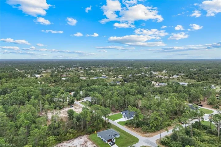 Aerial view of a neighborhood