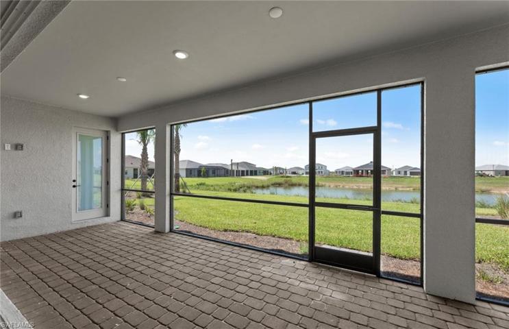 Covered lanai with pond view