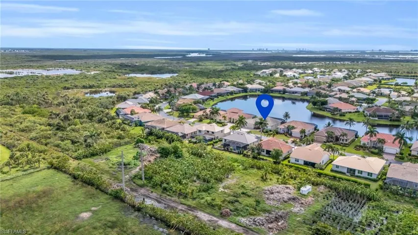 Bird's eye view featuring a residential view and a water view