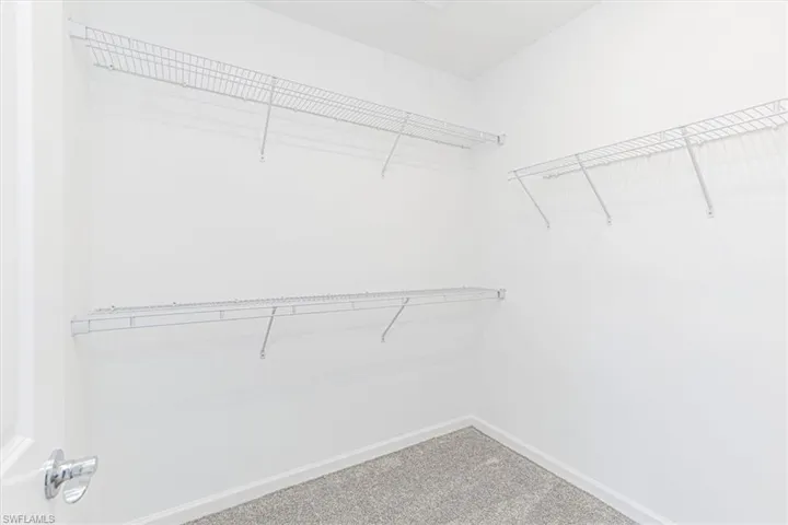 Walk in closet with light carpet