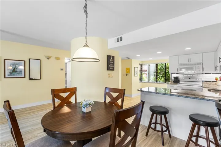 Dining room with light wood-type flooring