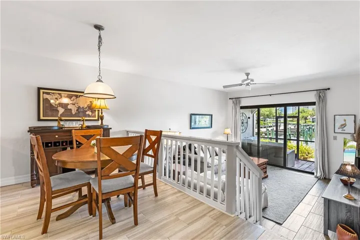 Dining space featuring ceiling fan