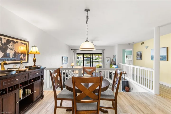 Dining room with light wood-type flooring