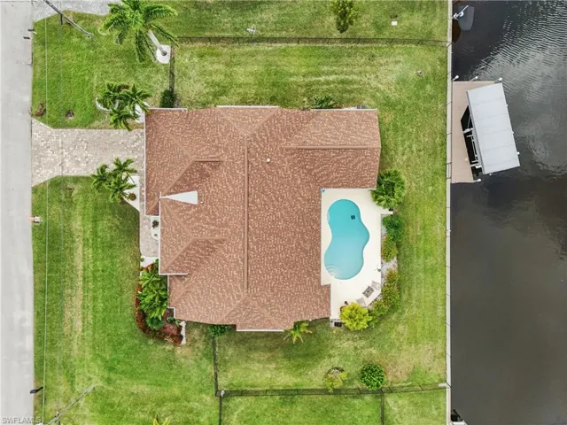 Aerial view of a pool area