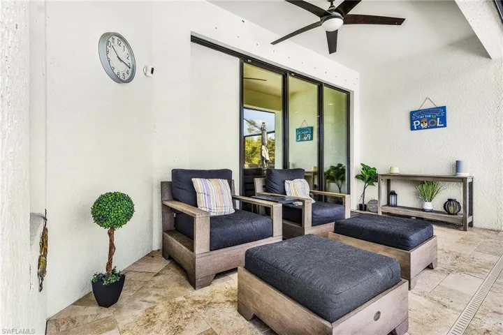 View of patio / terrace featuring a ceiling fan