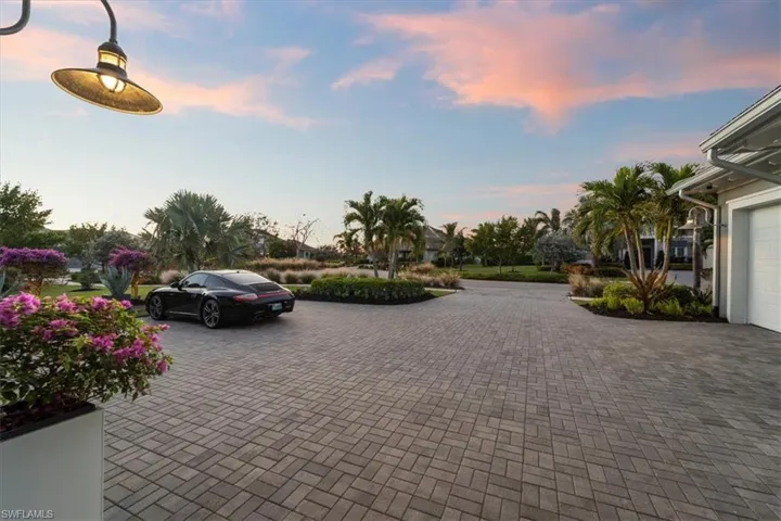 View of parking at dusk