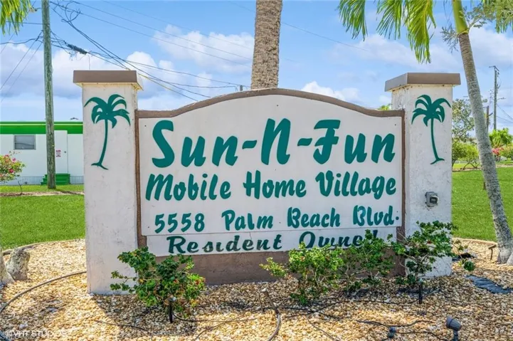 Community sign with a yard