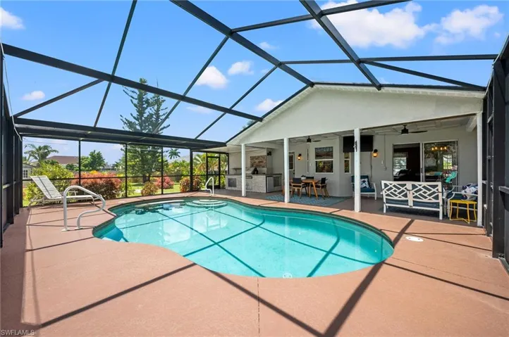 Inviting pool in Screen Porch