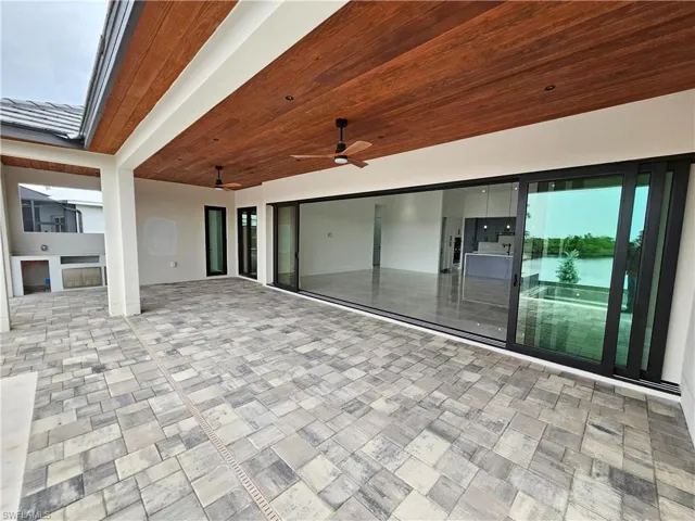 Huge covered lanai with pine ceilings