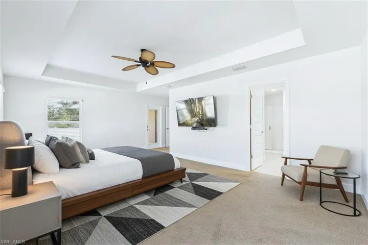 Master Bedroom virtually staged to illustrate size.