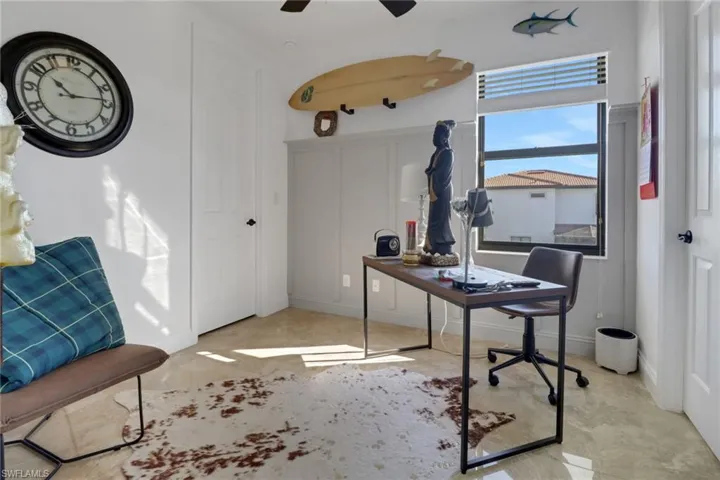 Office area with ceiling fan