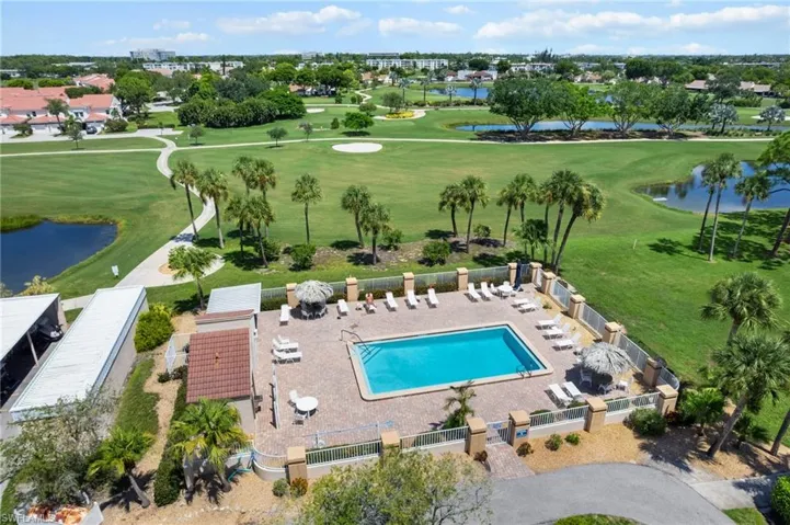 Bird's eye view of a large body of water and a golf course