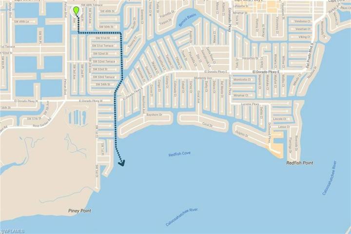 Map view highlighting the easy access to the river at marker 93.