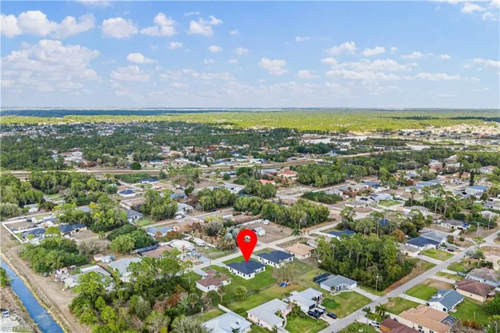 Aerial perspective of suburban area