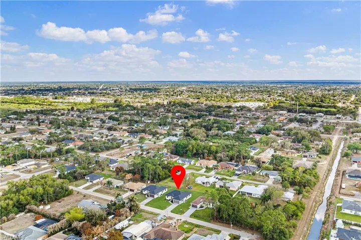 Aerial perspective of suburban area