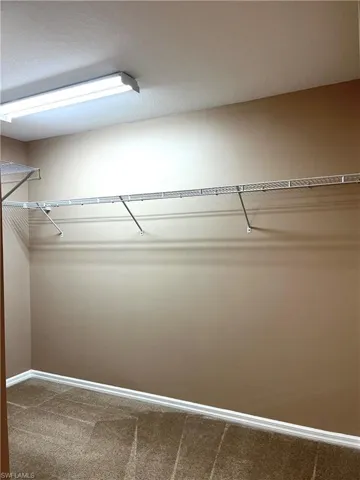 Walk in closet with carpet flooring