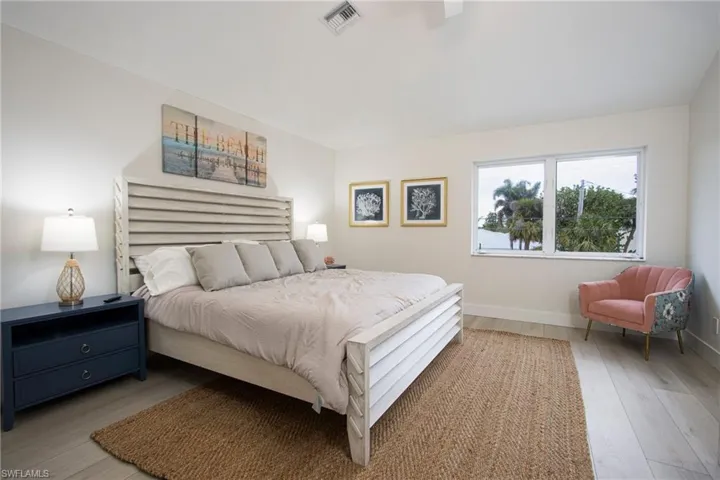 Bedroom with light wood-type flooring