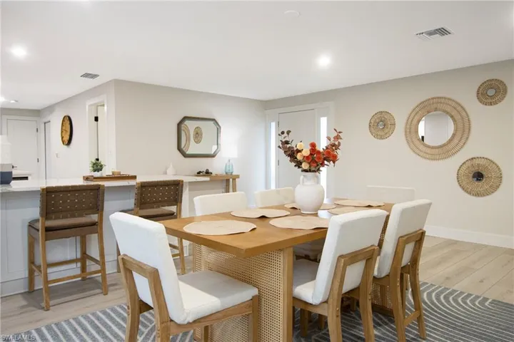 Dining area featuring light hardwood / wood-style floors