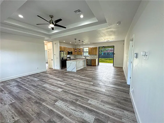 Great Room view from front door - lanai french doors open