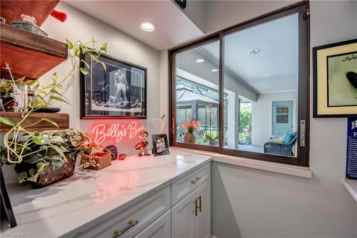 Kitchen bar area with Florida pass thru window