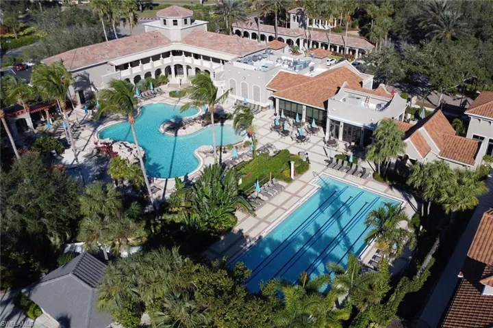 Aerial view of a pool area
