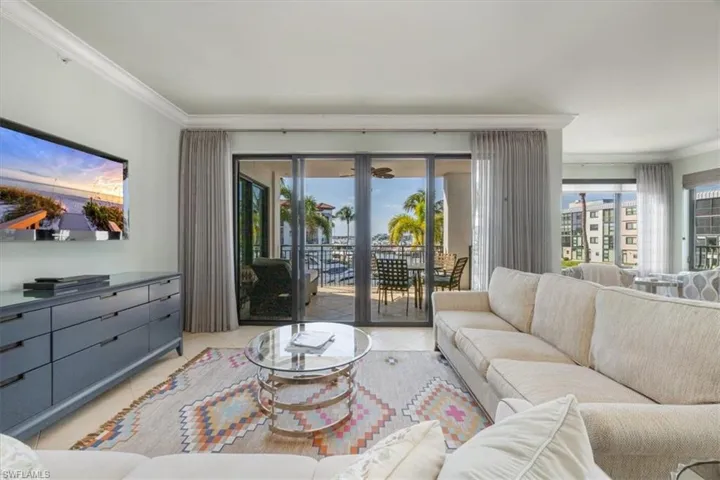Living area with view of Naples Bay
