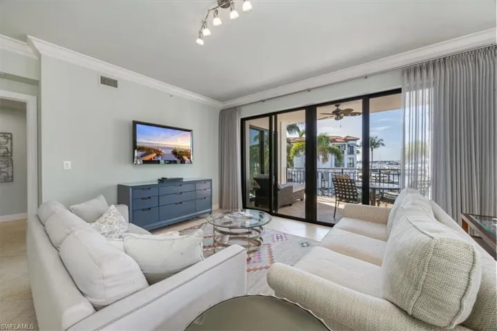 Living area with view of Naples Bay
