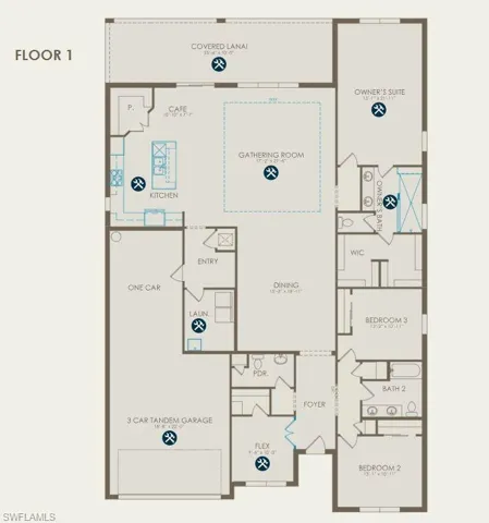 Floor plan with structural options selected