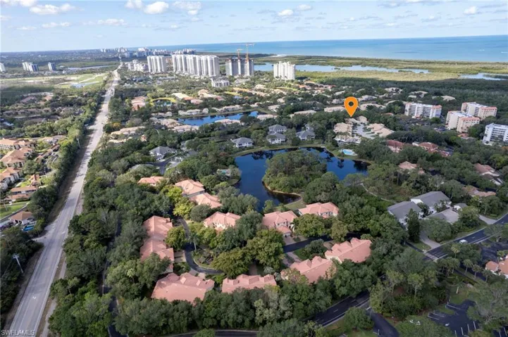 Bird's eye view of home, facing south/southwest toward Gulf