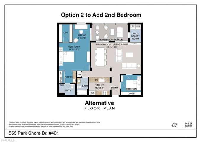 Alternative Floor Plan: Option2 to add 2nd bedroom