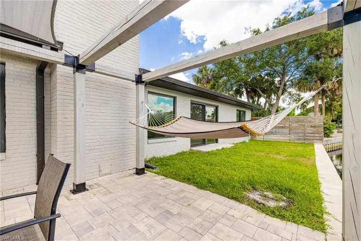 generous out door space complete with hammack