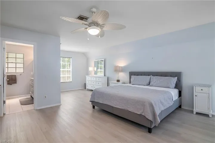 Huge owner suite includes lots of closet space and a newly renovated bathroom.