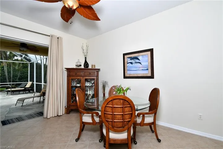 For smaller gatherings with a view of the pool and within earshot of the swaying palms